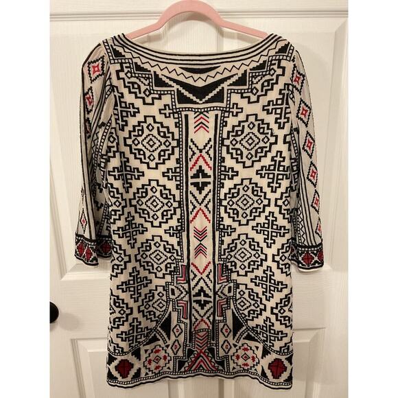 Alice & Olivia Lowell Embroidered Aztec Popover Bohemian Chiffon Tunic, sz S - Picture 9 of 11